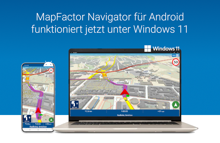 MapFactor Navigator für Android funktioniert jetzt unter Windows 11