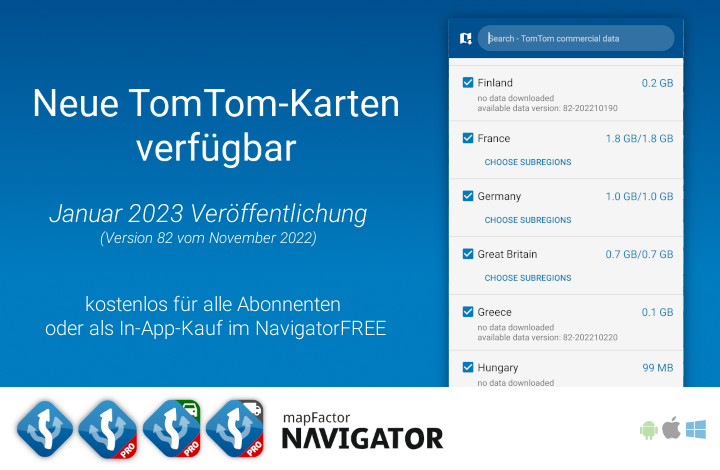 Neue TomTom Karten für Navigator verfügbar