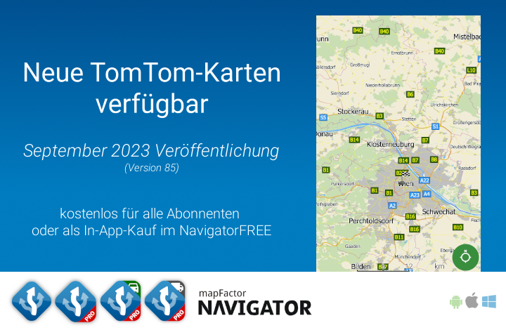 Neue TomTom Karten (Version 85) für Navigator verfügbar