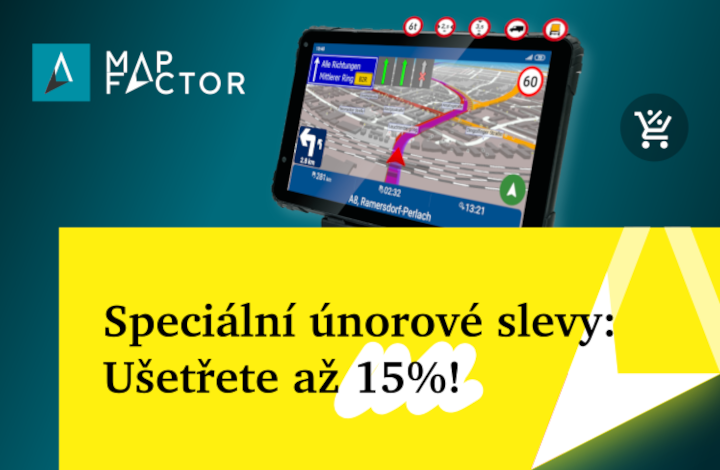 Únorové slevy na e-shopu MapFactor - ušetřete až 15%